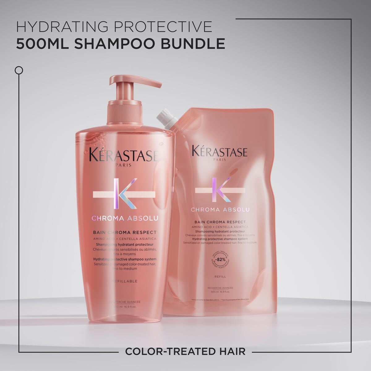 KERASTASE CHROMA ABSOLU BAIN CHROMA RESPECT SHAMPOO FOR COLOR-TREATED HAIR BUNDLE