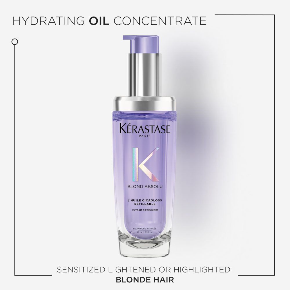 KERASTASE BLOND ABSOLU L'HUILE CICAGLOSS REFILLABLE, HAIR OIL FOR SENSITIZED LIGHTENED OR HIGHLIGHTED BLONDE HAIR