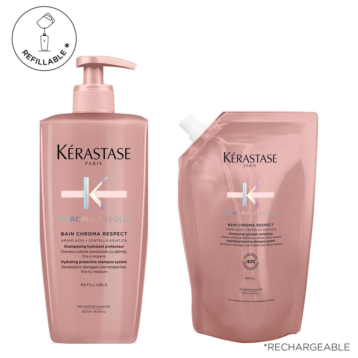 KERASTASE CHROMA ABSOLU BAIN CHROMA RESPECT SHAMPOO FOR COLOR-TREATED HAIR BUNDLE