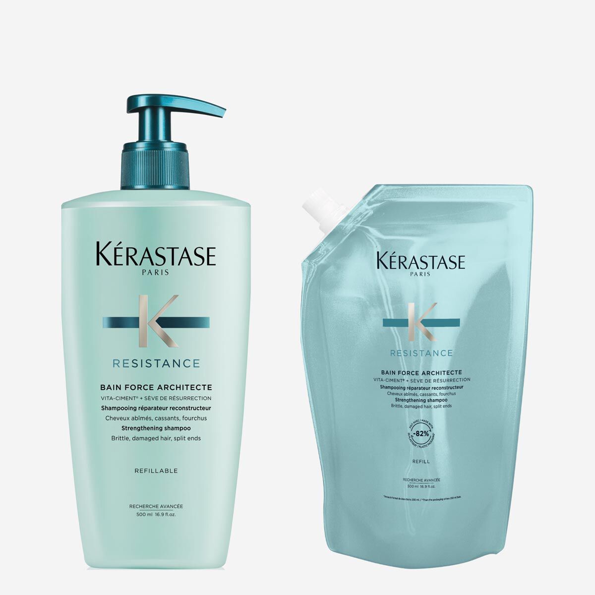 KERASTASE RESISTANCE BAIN FORCE ARCHITECTE SHAMPOO FOR DAMAGED HAIR BUNDLE